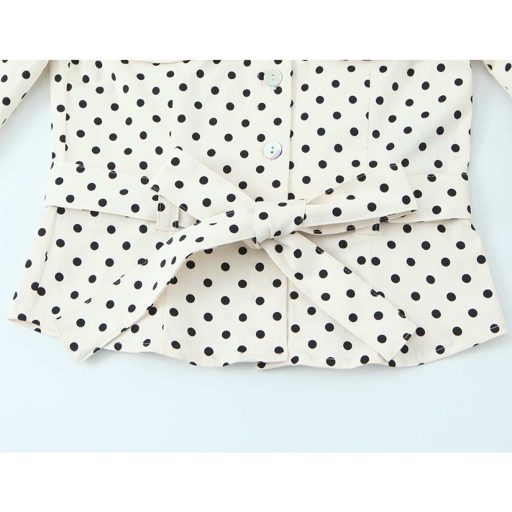 Elegant Chic Fitted Polka Dot  - Matcha 评论和价格