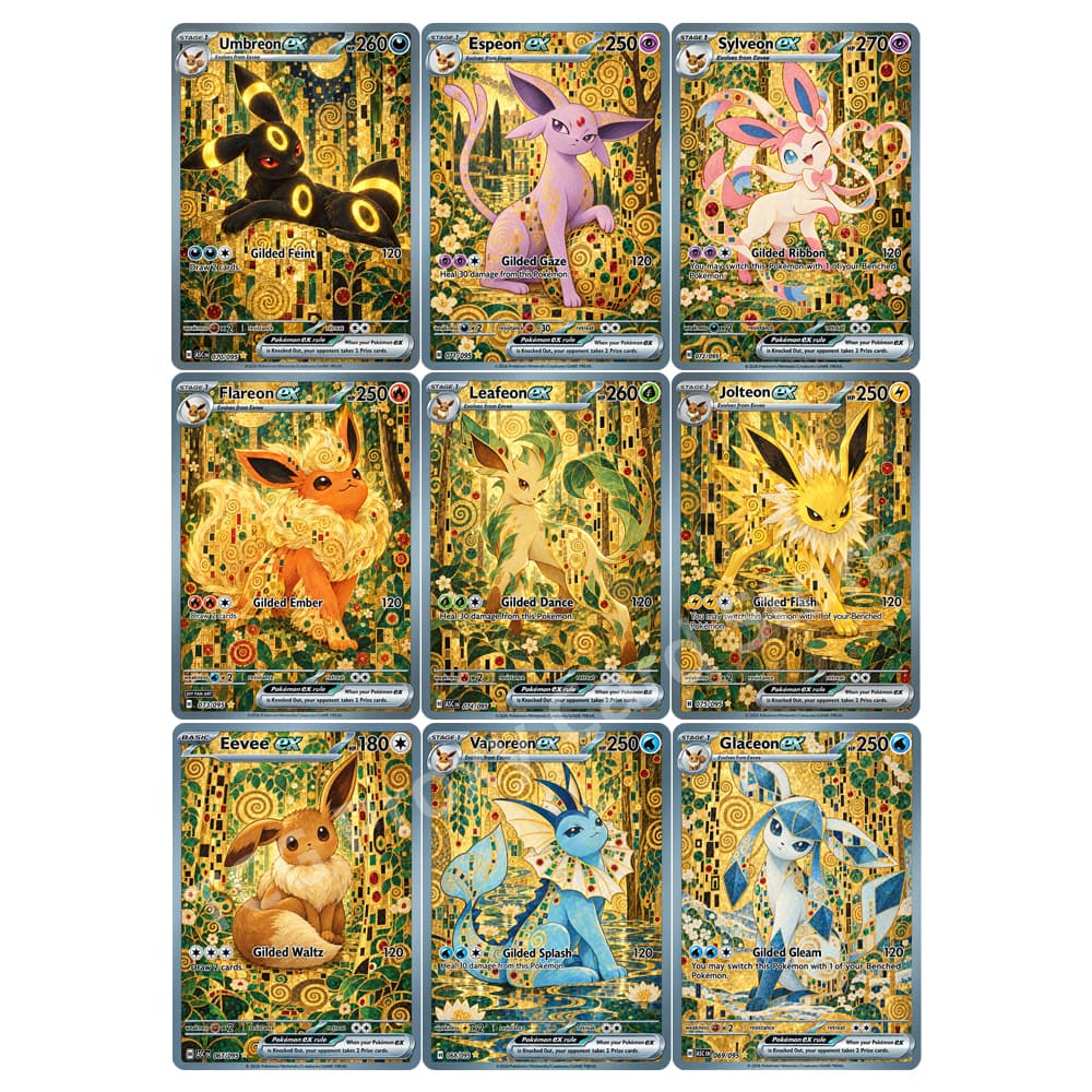 9Pcs/Set Eeveelution Golden St - Japanese Fan 评论和价格